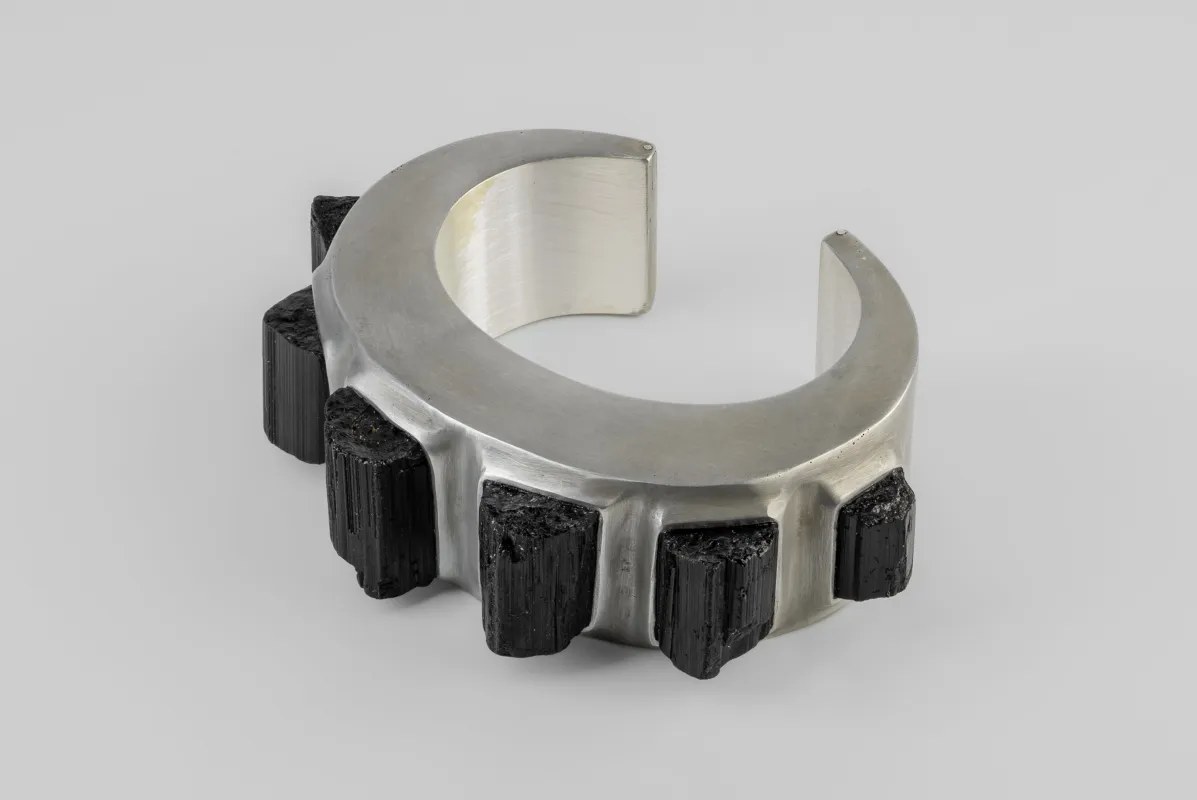 Crescent Bracelet (Terrestrial Surfaced, Schorl, 30mm, AS+MA+SCHR) sold by Parts of Four