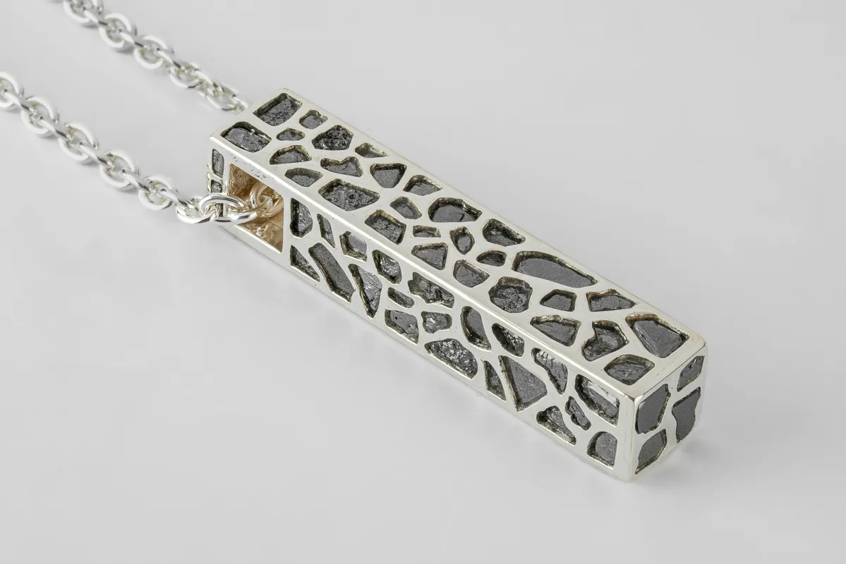 Cuboid Necklace (Half, Short Var., 50cm, Full Mega Pavé, Black Diamond Fragments, PA+KFRDIA) sold by Parts of Four