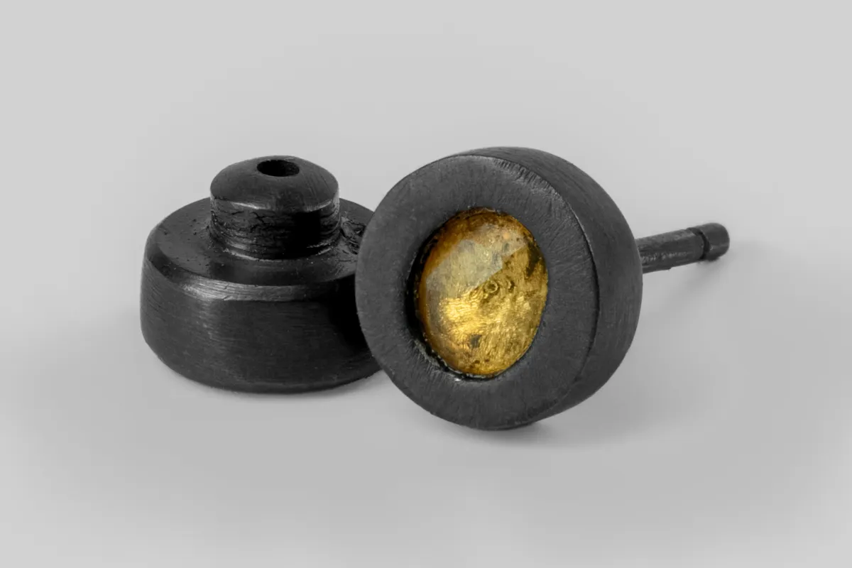 Stud Earring (0.2 CT, Orange Sapphire Faceted Slab, KA+OSAF) sold by Parts of Four