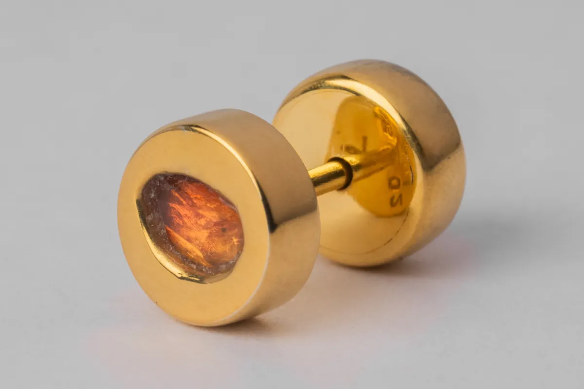 Stud Earring (0.2 CT, Orange Sapphire Faceted Slab, YGA+OSAF) sold by Parts of Four