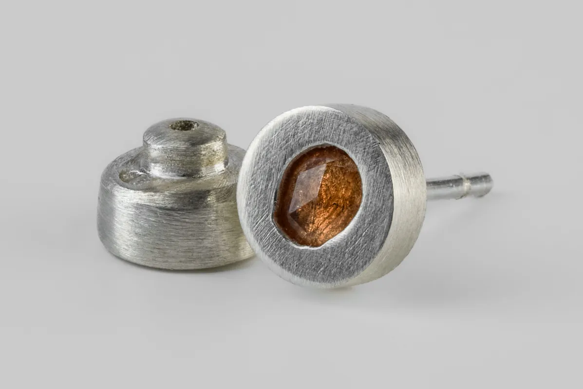 Stud Earring (0.2 CT, Orange Sapphire Faceted Slab, MA+OSAF) sold by Parts of Four