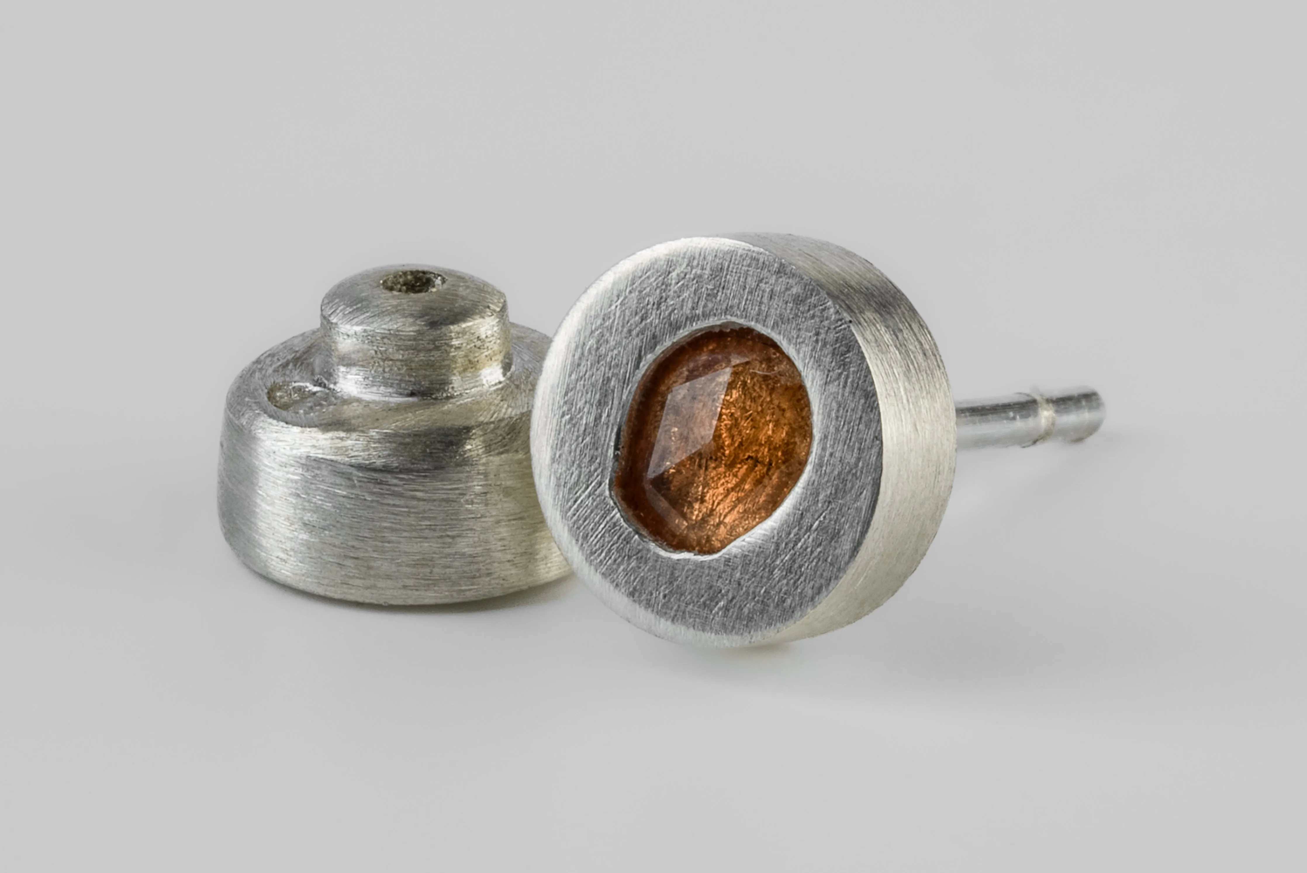 Stud Earring (0.2 CT, Orange Sapphire Faceted Slab, MA+OSAF) sold by Parts of Four