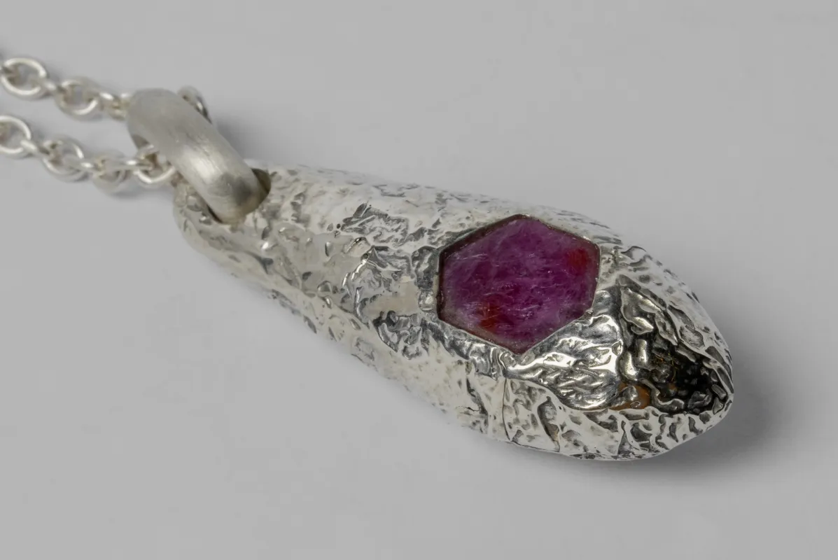 Chrysalis Necklace (Fuse, Cremaster Emergence, Ruby Slab, MA10KW+RUS) sold by Parts of Four