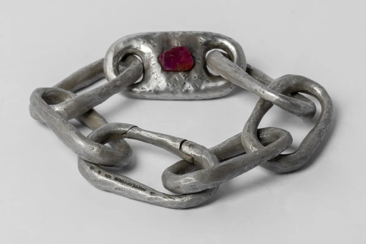 Roman Medium Link Bracelet w/ Medium Closed Link (Ruby Slab, DA+RUS) sold by Parts of Four