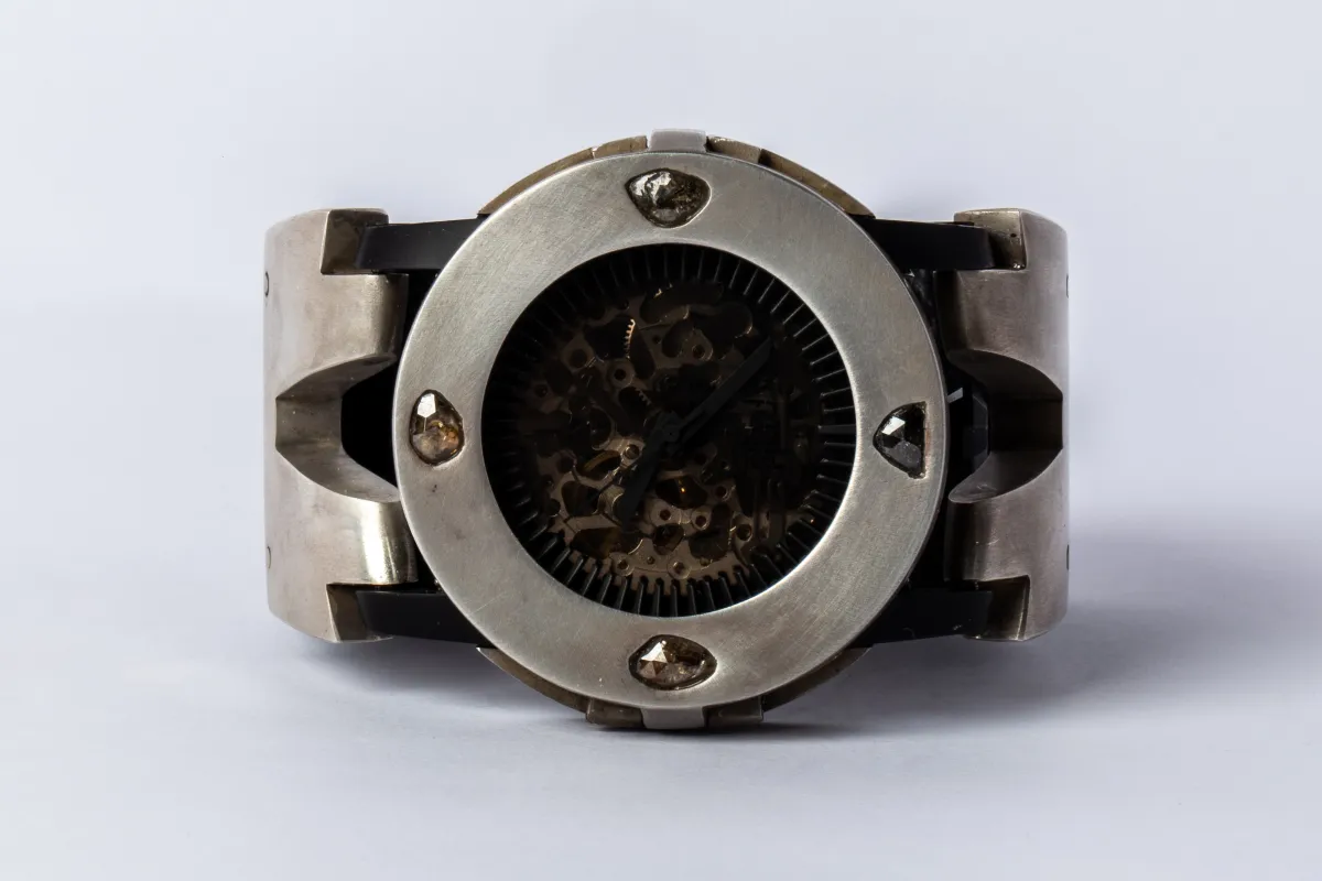 P4—FOB Watch #327 (Case [0.8 CT, 4 Diamond Slabs], Hyperstrap-V [Studs], Black Matte, DA+DIA-DA-NG) sold by Parts of Four