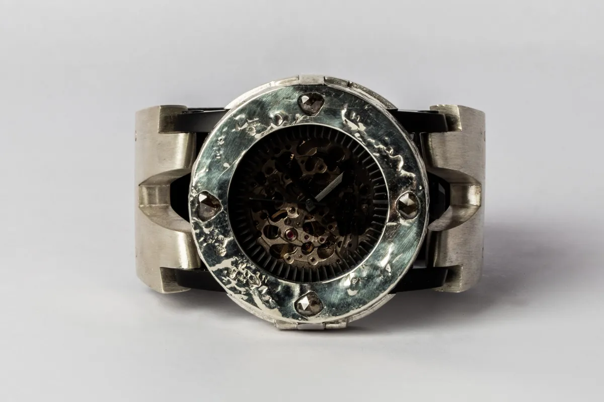 P4—FOB Watch #323 (Case [0.8 CT, 4 Diamond Slabs], Hyperstrap-V [Studs], Black Matte, MA10KW+DIA-MA-NG) sold by Parts of Four