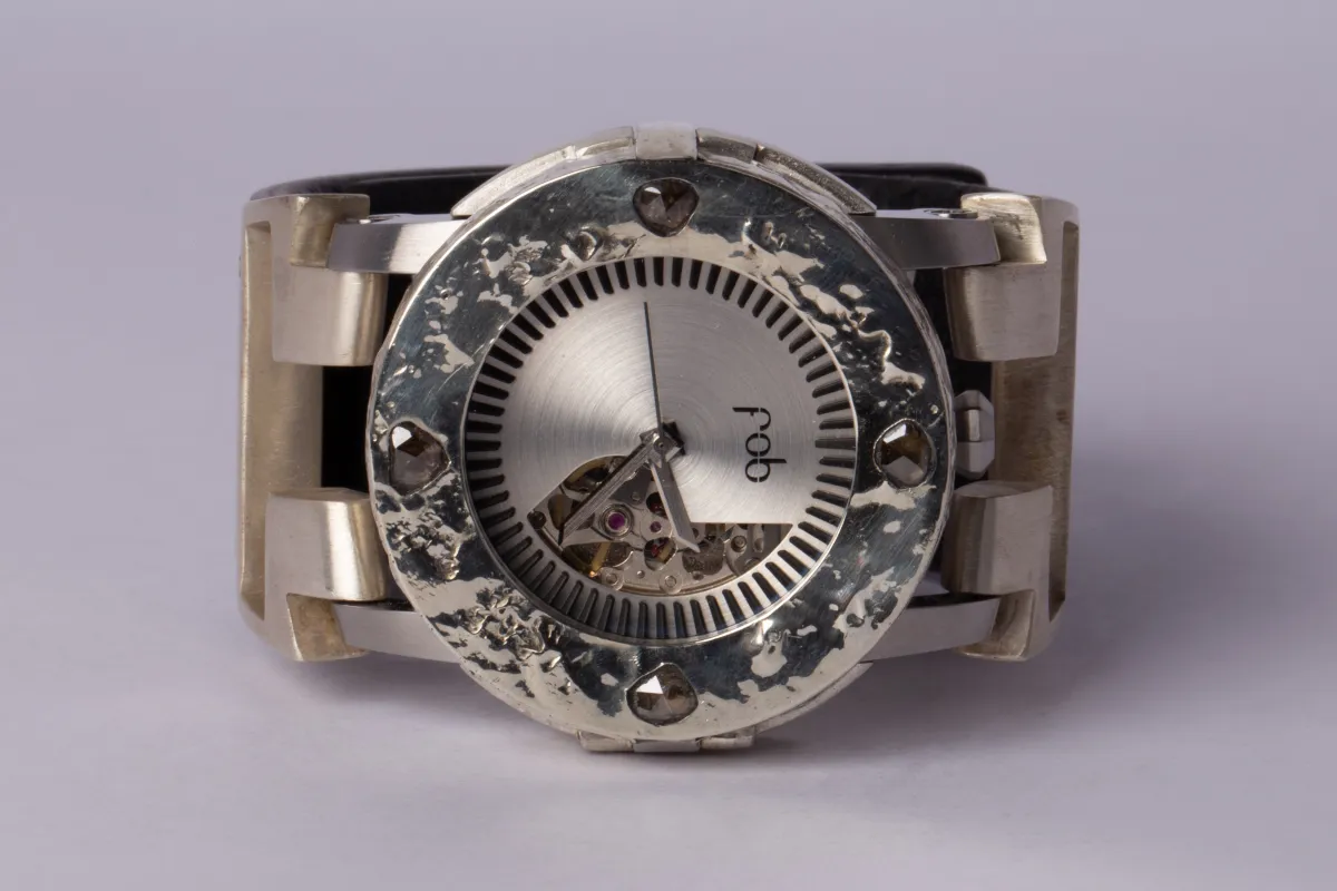 P4—FOB Watch #281 (Case [0.8 CT, 4 Diamond Slabs], Hyperstrap-T [Studs], Oblivion, MA10KW+DIA-MA-NG) sold by Parts of Four