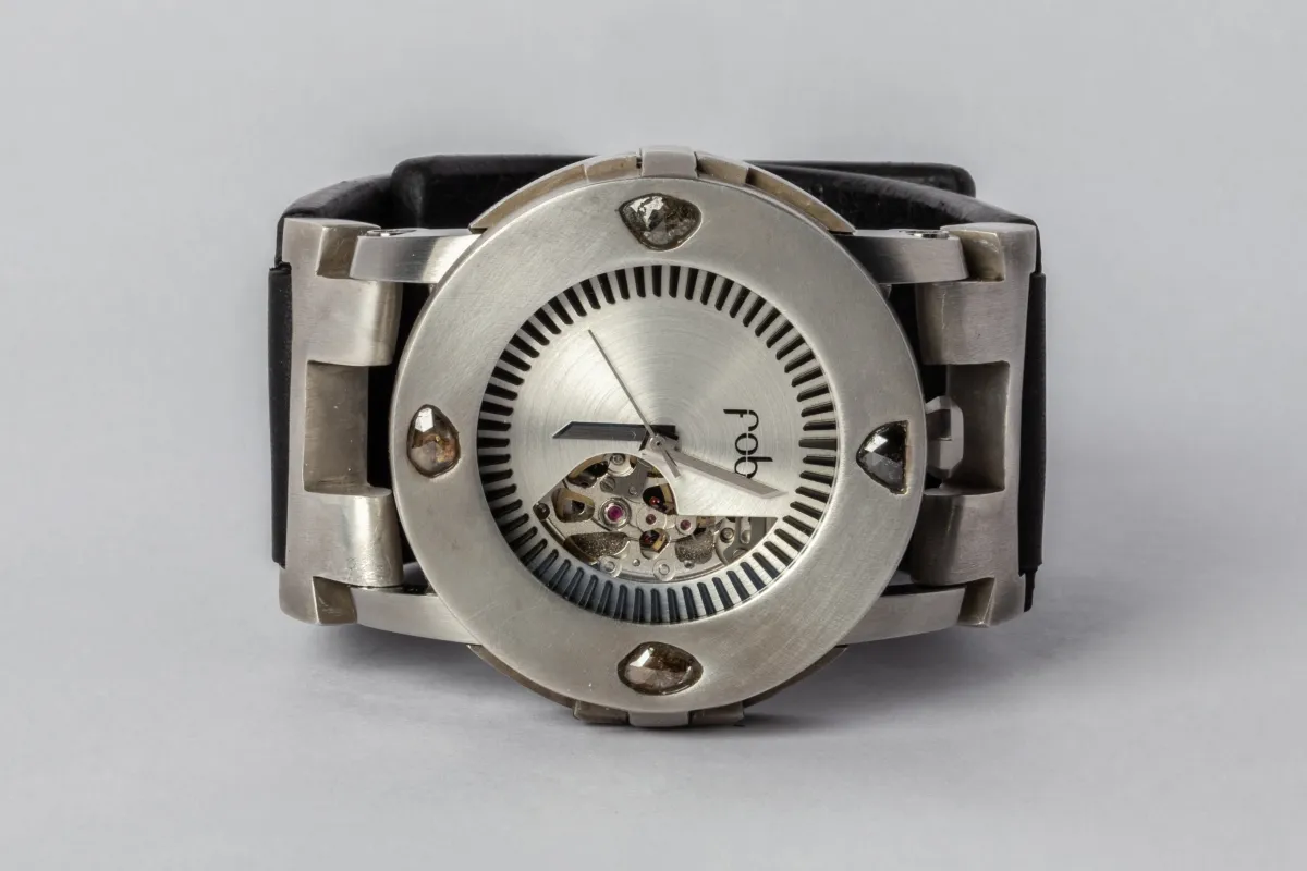 P4—FOB Watch #265 (Case [0.8 CT, 4 Diamond Slabs], Straight Strap [Studs], Oblivion, DA+DIA-DA-NG) sold by Parts of Four