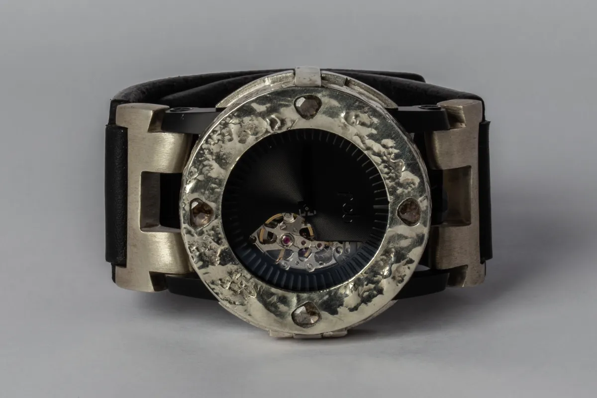P4—FOB Watch #264 (Case [0.8 CT, 4 Diamond Slabs], Straight Strap [Studs], Phantom, MA10KW+DIA-MA-NG) sold by Parts of Four