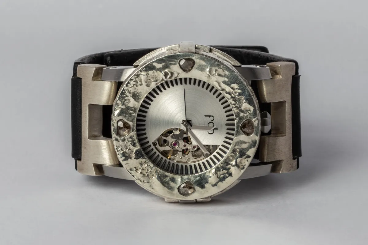 P4—FOB Watch #261 (Case [0.8 CT, 4 Diamond Slabs], Straight Strap [Studs], Oblivion, MA10KW+DIA-MA-NG) sold by Parts of Four