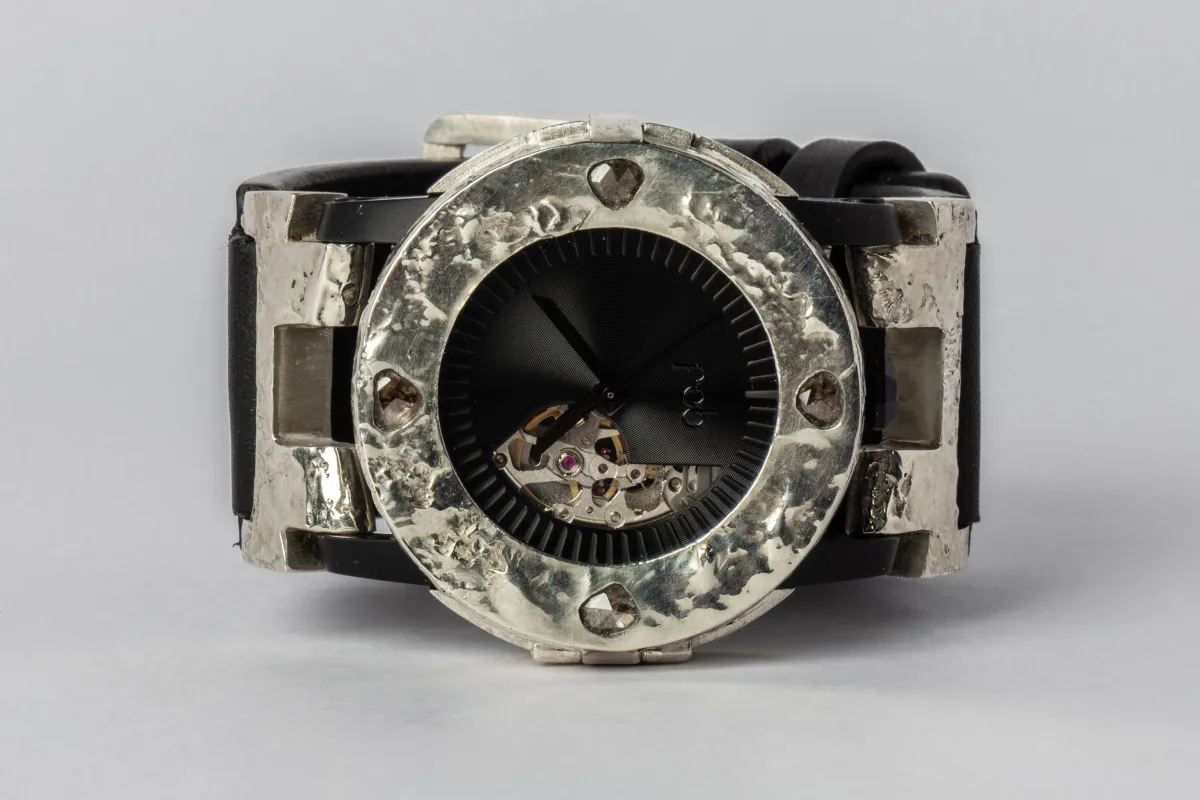 P4—FOB Watch #256 (Case [0.8 CT, 4 Diamond Slabs], Straight Strap [Buckle], Phantom, MA10KW+DIA-MA10KW-NG) sold by Parts of Four