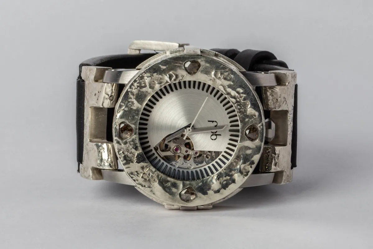 P4—FOB Watch #253 (Case [0.8 CT, 4 Diamond Slabs], Straight Strap [Buckle], Oblivion, MA10KW+DIA-MA10KW-NG) sold by Parts of Four