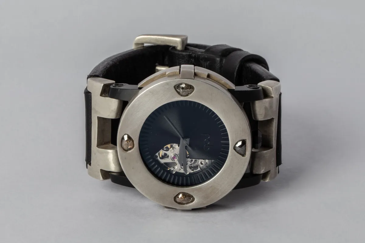 P4—FOB Watch #248 (Case [0.8 CT, 4 Diamond Slabs], Straight Strap [Buckle], Phantom, DA+DIA-DA-NG) sold by Parts of Four