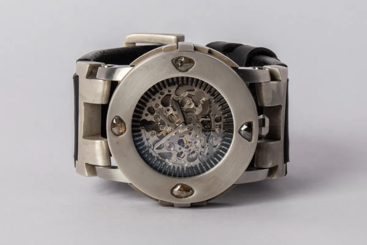 P4—FOB Watch #246 (Case [0.8 CT, 4 Diamond Slabs], Straight Strap [Buckle], Silver Skeleton, DA+DIA-DA-NG) sold by Parts of Four