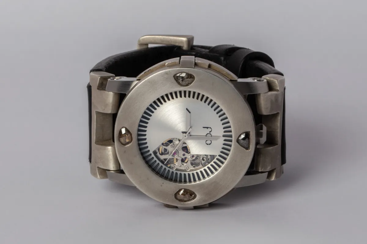 P4—FOB Watch #245 (Case [0.8 CT, 4 Diamond Slabs], Straight Strap [Buckle], Oblivion, DA+DIA-DA-NG) sold by Parts of Four