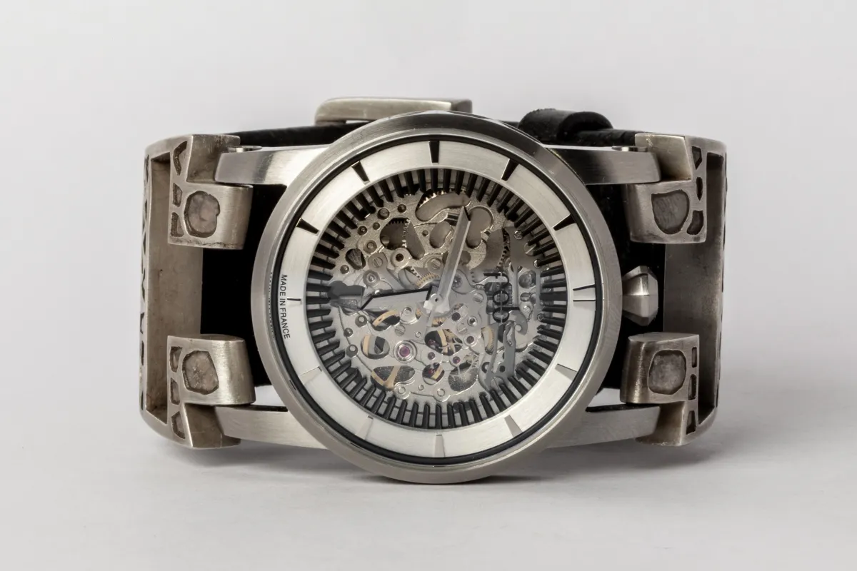 P4—FOB Watch #446 (Hyperstrap-T [Mega Pavé, Buckle], Silver Skeleton, DA+DIA-NG) sold by Parts of Four