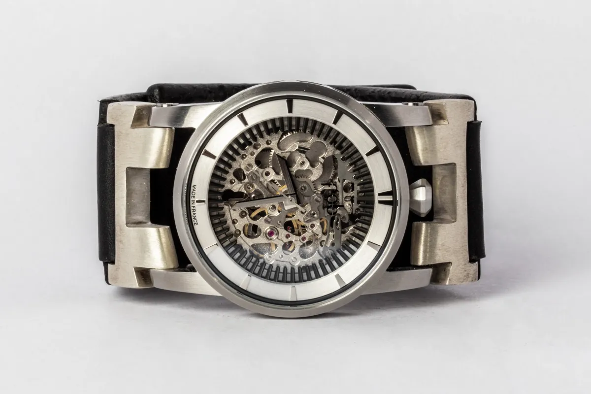 P4—FOB Watch #390 (Straight Strap [Studs], Silver Skeleton, MA-NG) sold by Parts of Four