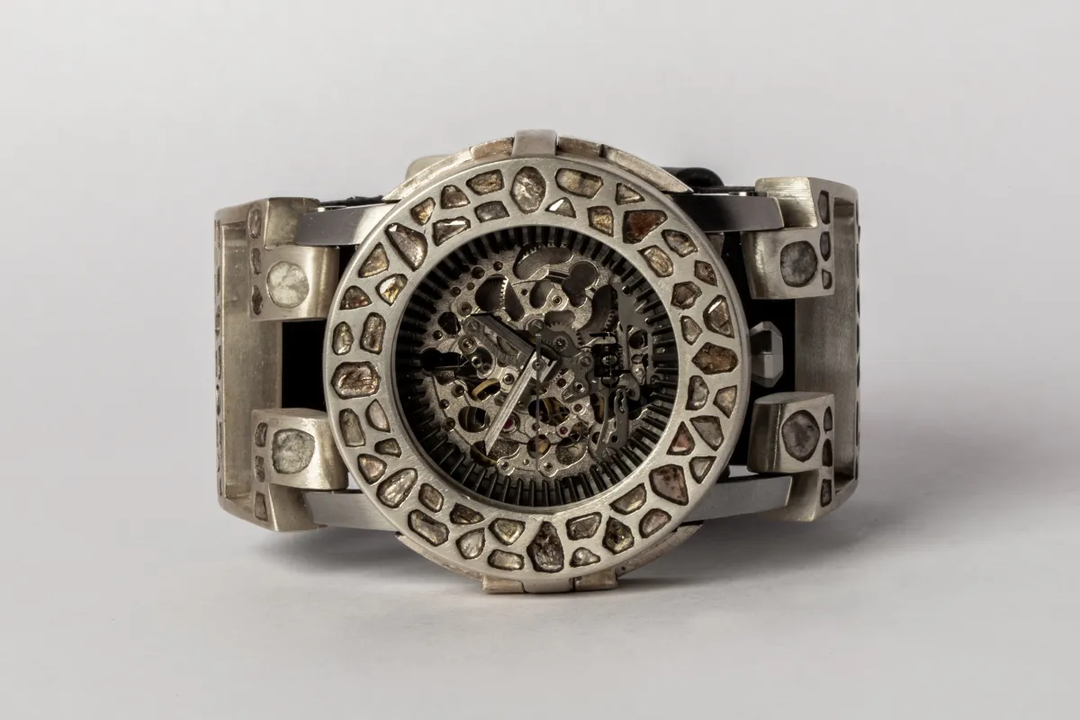 P4—FOB Watch #82 (Case [Mega Pavé], Hyperstrap-T [Mega Pavé, Buckle], Silver Skeleton, MA+DIA-MA+DIA-NG) sold by Parts of Four