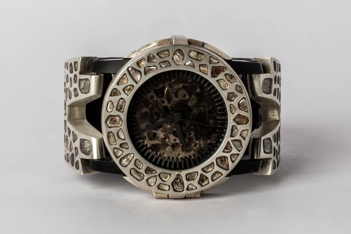 P4—FOB Watch #115 (Case [Mega Pavé], Hyperstrap-V [Mega Pavé, Studs], Black Matte, MA+DIA-MA+DIA-NG) sold by Parts of Four