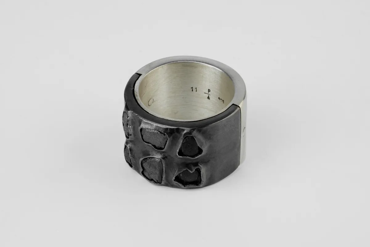 Sistema Ring (Terrestrial Surfaced, 1.6 CT, 6 Black Diamond Fragments, 17mm, MA+KA+KFRDIA) sold by Parts of Four