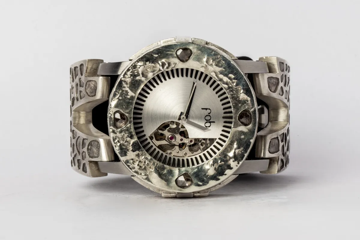 P4—FOB Watch #2361 (Case [0.8 CT, 4 Diamond Slabs], Hyperstrap-V [Mega Pavé, Buckle], Oblivion, MA10KW+DIA-MA+DIA-NG) sold by Parts of Four