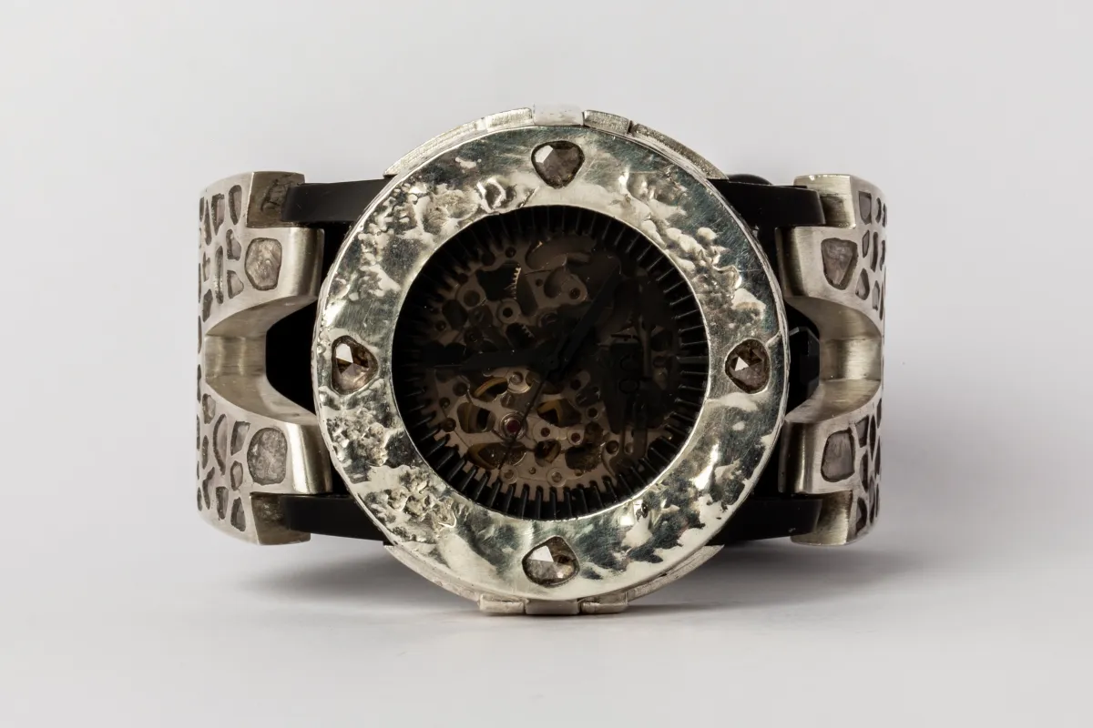 P4—FOB Watch #2363 (Case [0.8 CT, 4 Diamond Slabs], Hyperstrap-V [Mega Pavé, Buckle], Black Matte, MA10KW+DIA-MA+DIA-NG) sold by Parts of Four