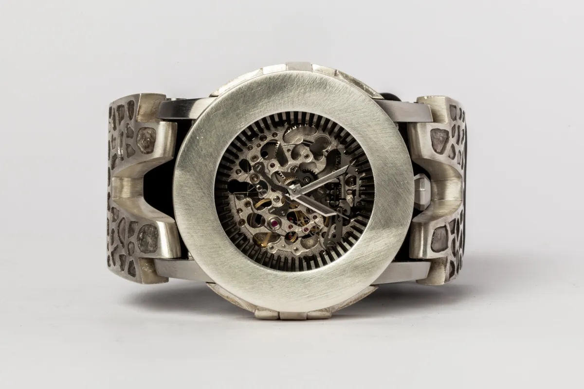 P4—FOB Watch #2330 (Case, Hyperstrap-V [Mega Pavé, Buckle], Silver Skeleton, MA-MA+DIA-NG) sold by Parts of Four