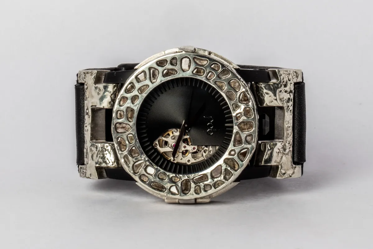 P4—FOB Watch #1020 (Case [Mega Pavé], Straight Strap [Studs], Phantom, MA10KW+DIA-MA10KW-NG) sold by Parts of Four