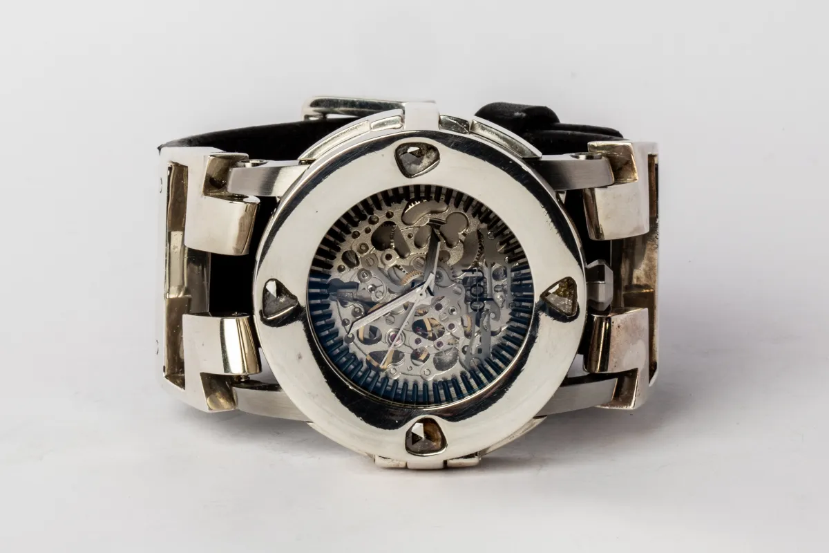 P4—FOB Watch #310 (Case [0.8 CT, 4 Diamond Slabs], Hyperstrap-T [Buckle], Silver Skeleton, PA+DIA-PA-NG) sold by Parts of Four
