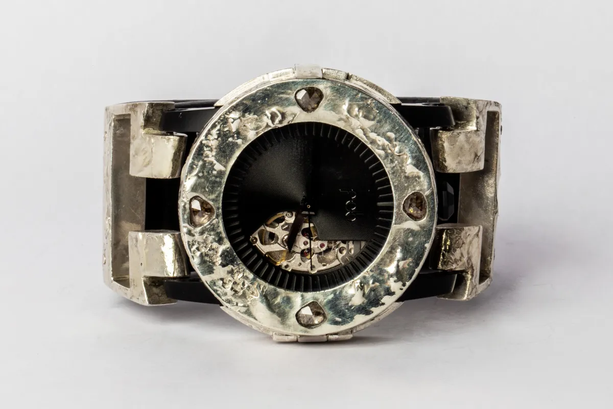 P4—FOB Watch #296 (Case [0.8 CT, 4 Diamond Slabs], Hyperstrap-T [Studs], Phantom, MA10KW+DIA-MA10KW-NG) sold by Parts of Four