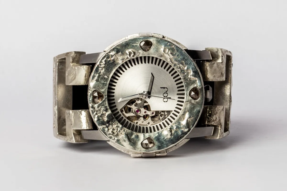 P4—FOB Watch #293 (Case [0.8 CT, 4 Diamond Slabs], Hyperstrap-T [Studs], Oblivion, MA10KW+DIA-MA10KW-NG) sold by Parts of Four