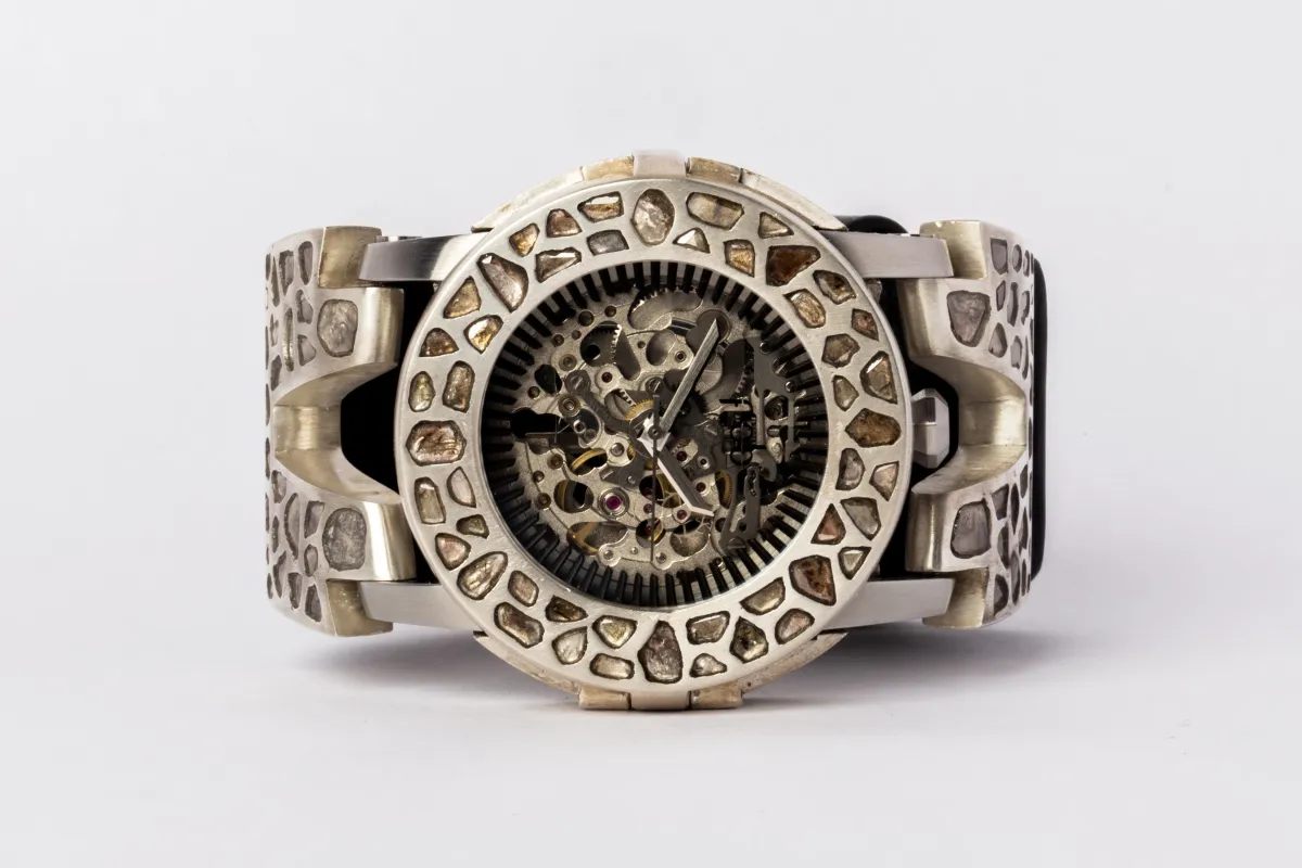 P4—FOB Watch #146 (Case [Mega Pavé], Hyperstrap-V [Mega Pavé, Buckle], Silver Skeleton, MA+DIA-MA+DIA-NG) sold by Parts of Four