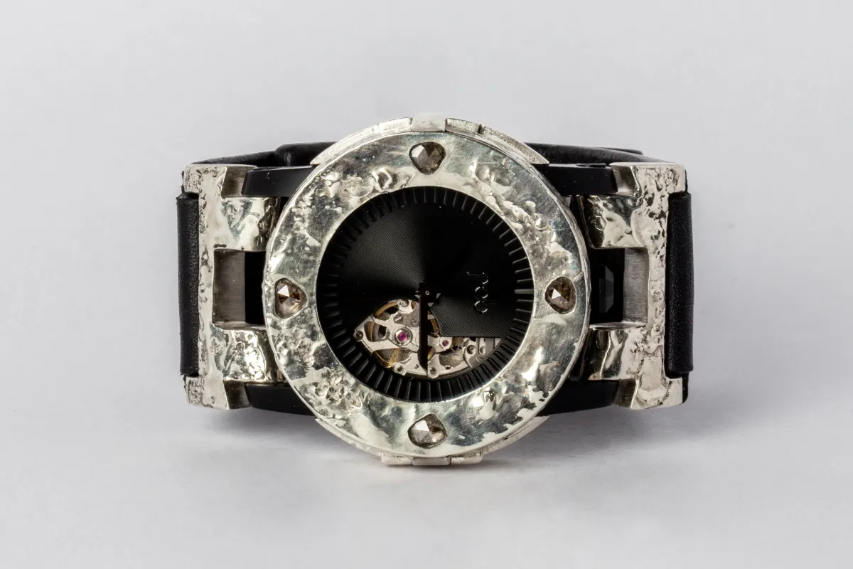 P4—FOB Watch #276 (Case [0.8 CT, 4 Diamond Slabs], Straight Strap [Studs], Phantom, MA10KW+DIA-MA10KW-NG) sold by Parts of Four