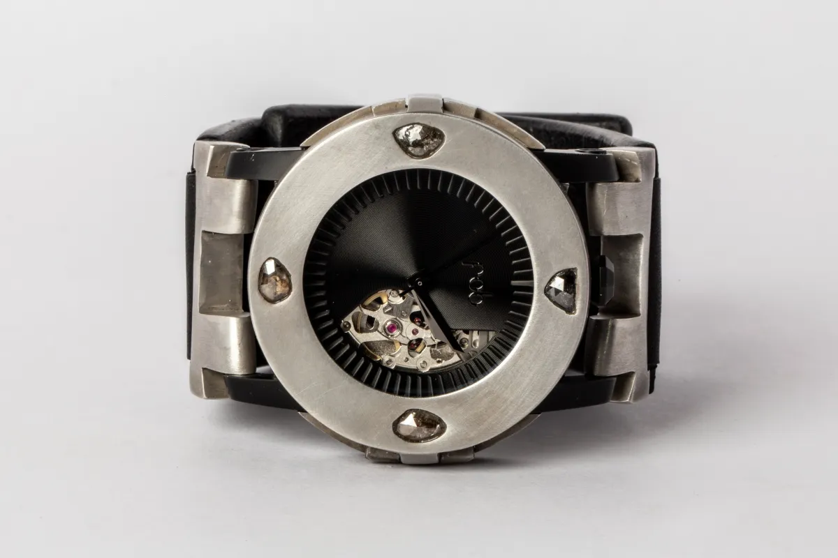 P4—FOB Watch #268 (Case [0.8 CT, 4 Diamond Slabs], Straight Strap [Studs], Phantom, DA+DIA-DA-NG) sold by Parts of Four