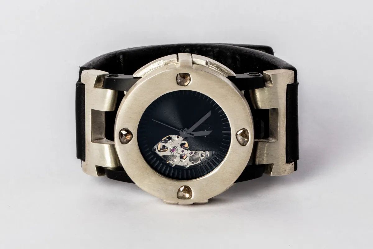 P4—FOB Watch #260 (Case [0.8 CT, 4 Diamond Slabs], Straight Strap [Studs], Phantom, MA+DIA-MA-NG) sold by Parts of Four