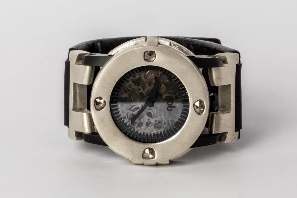 P4—FOB Watch #259 (Case [0.8 CT, 4 Diamond Slabs], Straight Strap [Studs], Black Matte, MA+DIA-MA-NG) sold by Parts of Four