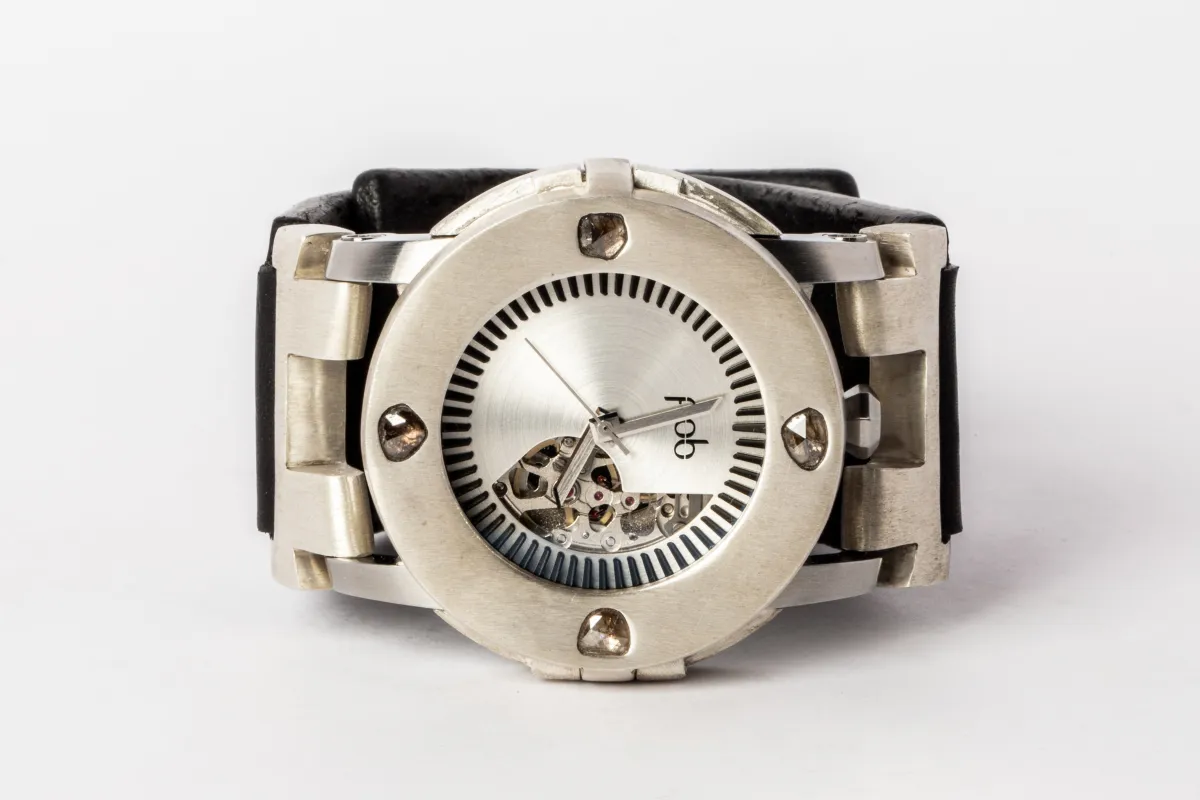 P4—FOB Watch #257 (Case [0.8 CT, 4 Diamond Slabs], Straight Strap [Studs], Oblivion, MA+DIA-MA-NG) sold by Parts of Four