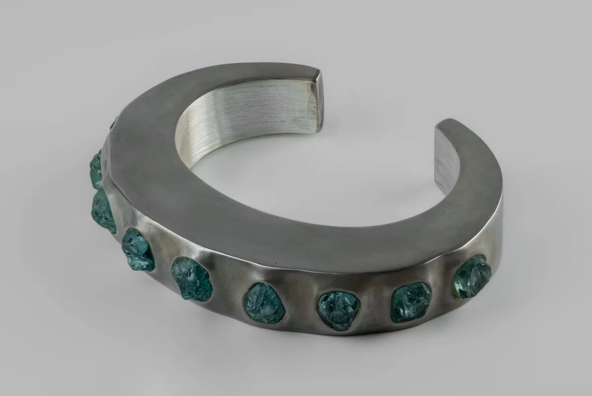 Crescent Bracelet (Terrestrial Surfaced, Neon Apatite, 15mm, AS+MA+NAPA) sold by Parts of Four