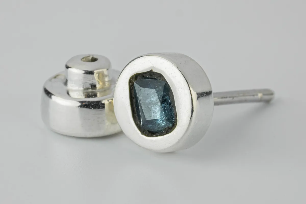 Stud Earring (0.2 CT, Blue Sapphire Faceted Slab, PA+BSAF) sold by Parts of Four
