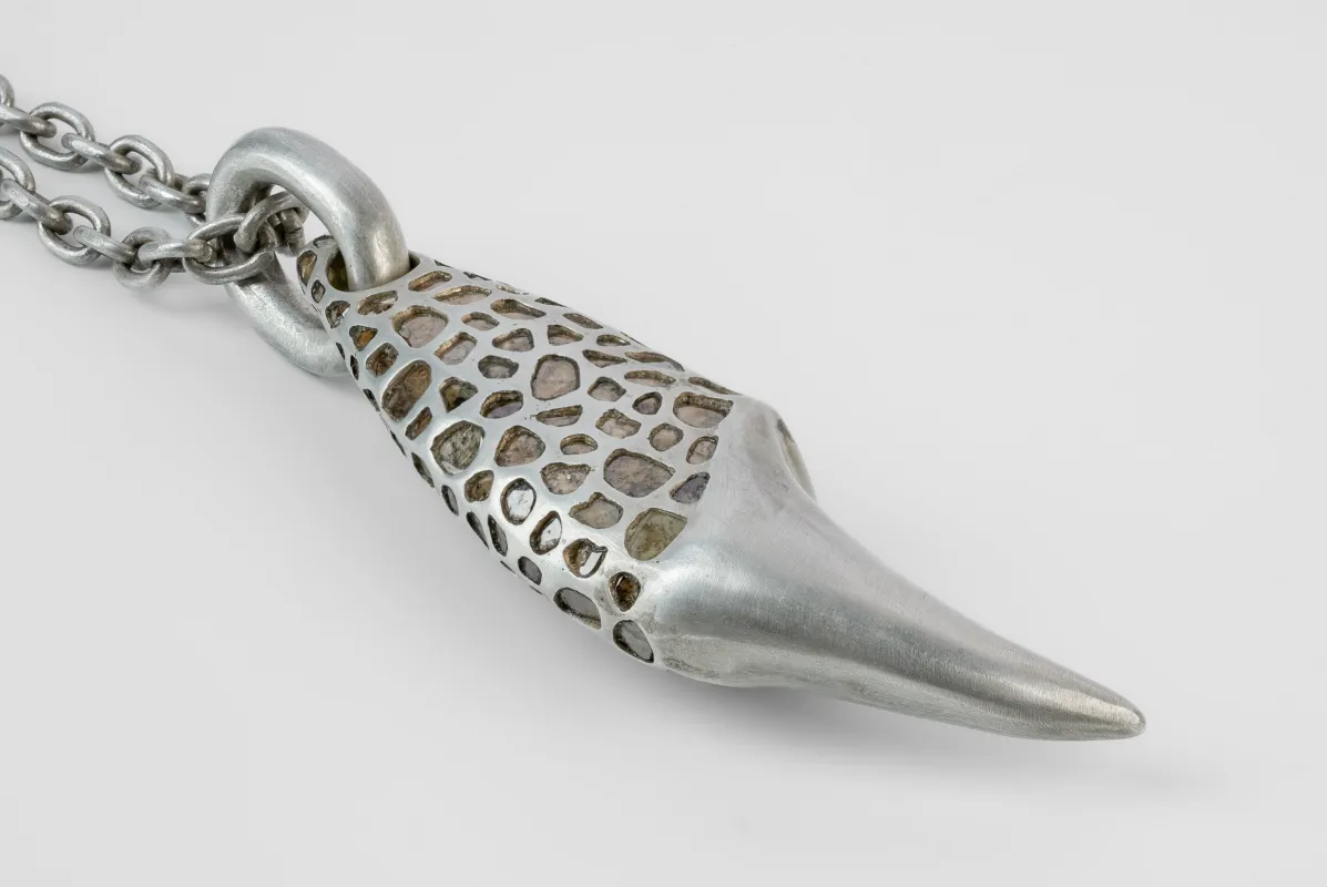 Massive Bear Tooth Necklace Ghost (Mega Pavé, AS+DA+DIA) sold by Parts of Four