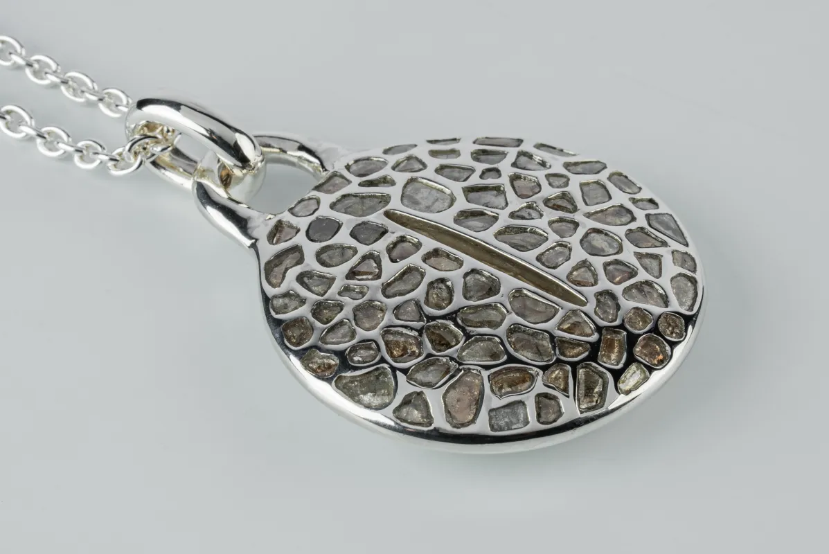 Disk Necklace (45mm, Slit, Mega Pavé, PA+DIA) sold by Parts of Four