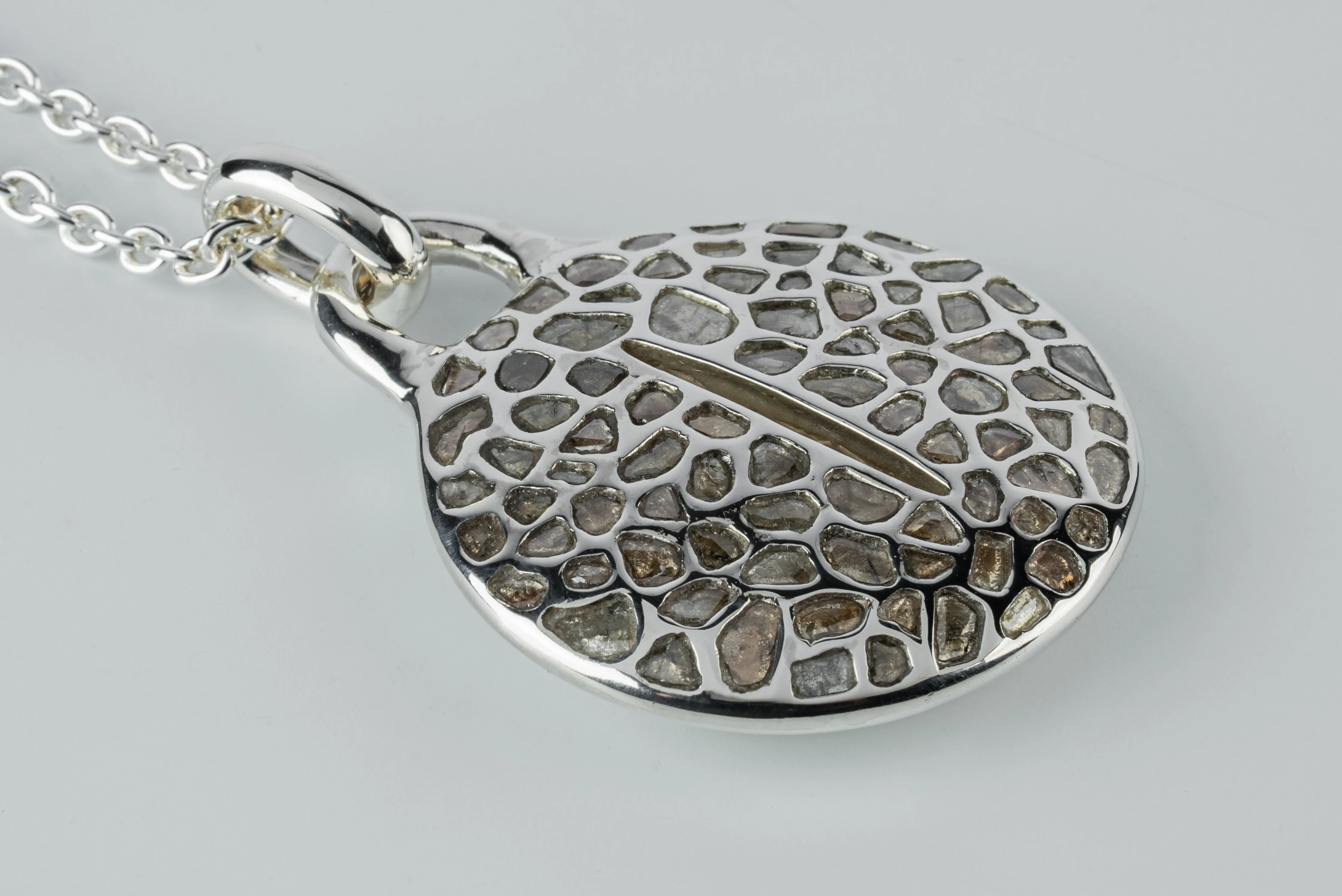 Disk Necklace (45mm, Slit, Mega Pavé, PA+DIA) sold by Parts of Four