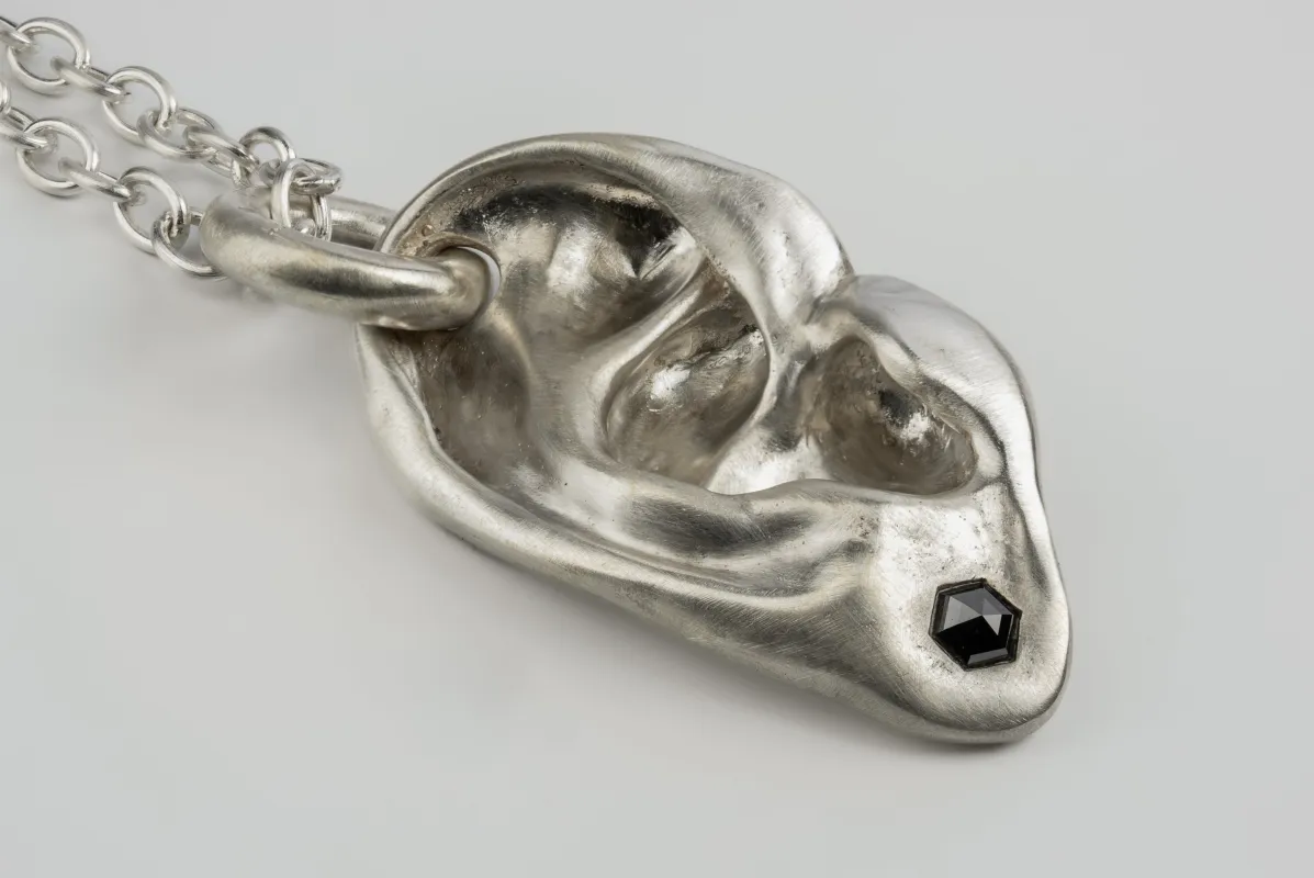 Body Part Necklace (Evan's Ear, Earring Var.,1.0 CT Black Hex Diamond, MA+BLKDIA) sold by Parts of Four