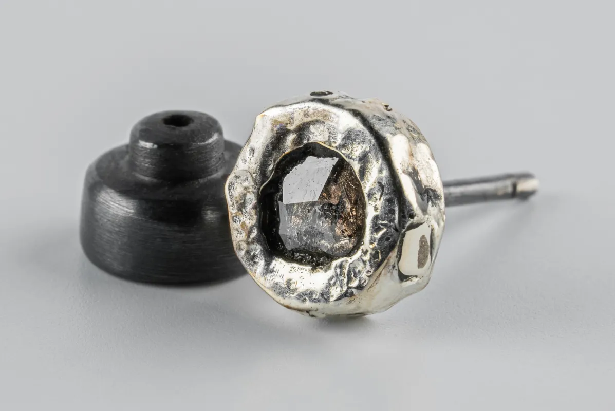 Stud Earring (Fuse, 0.2 CT, Tiny Faceted Diamond Slab, KA10KW+FCDIA) sold by Parts of Four