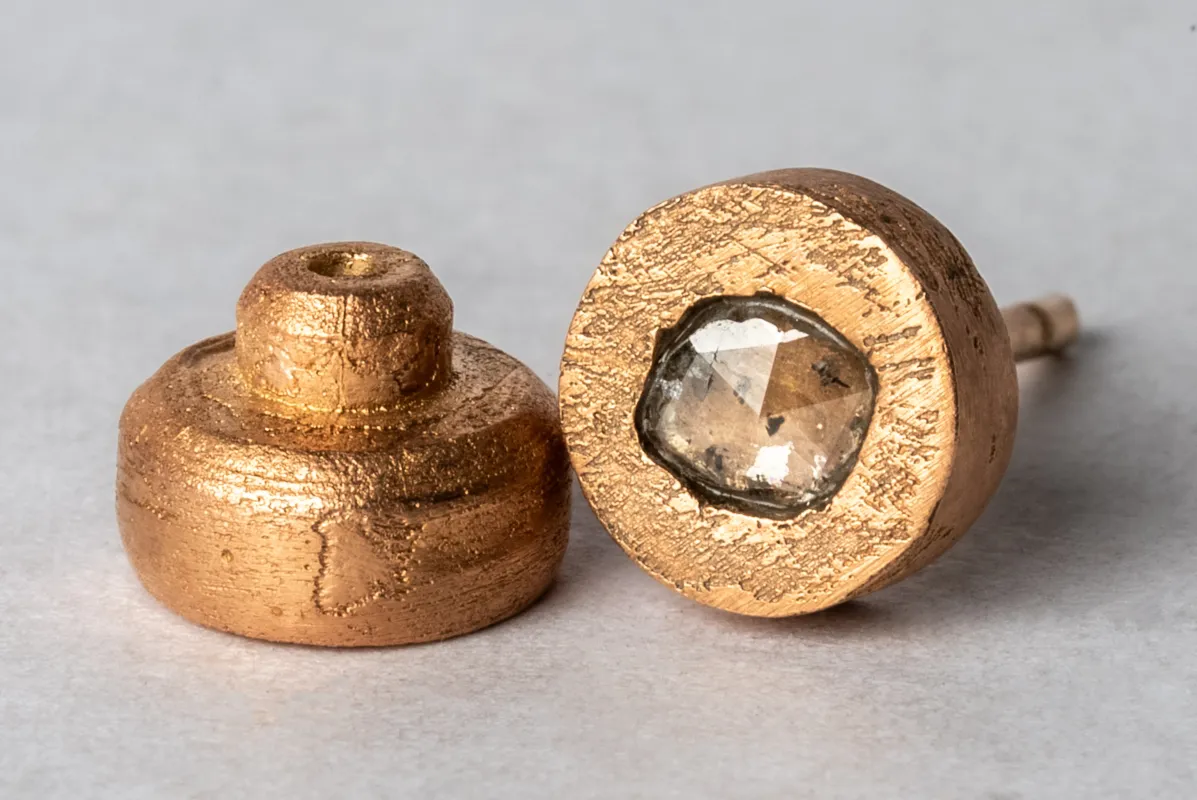 Stud Earring (0.2 CT, Tiny Faceted Diamond Slab, AMA+FCDIA) sold by Parts of Four