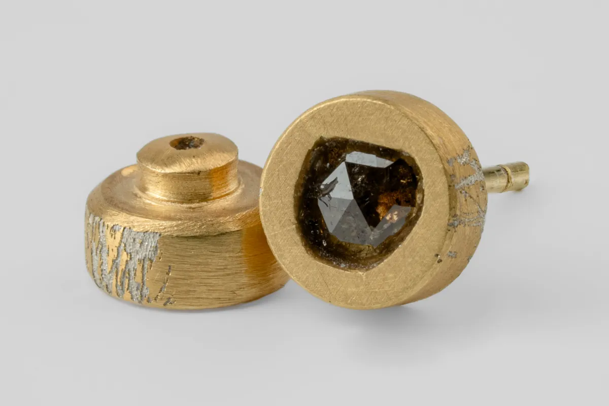 Stud Earring (0.2 CT, Tiny Faceted Diamond Slab, AGA+FCDIA) sold by Parts of Four