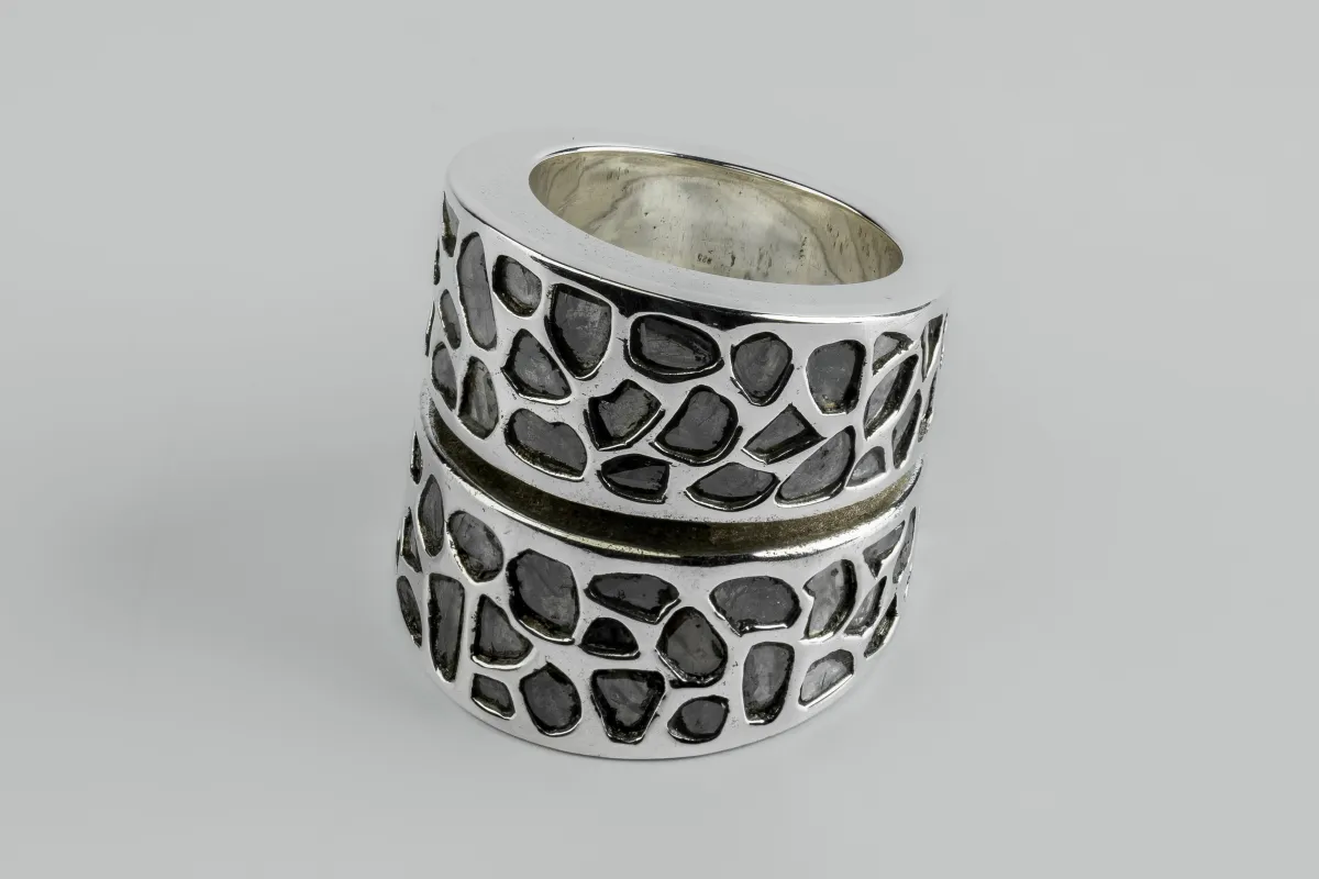 Crevice Ring (Hyper Wide, Mega Pave, PA+DIA) sold by Parts of Four