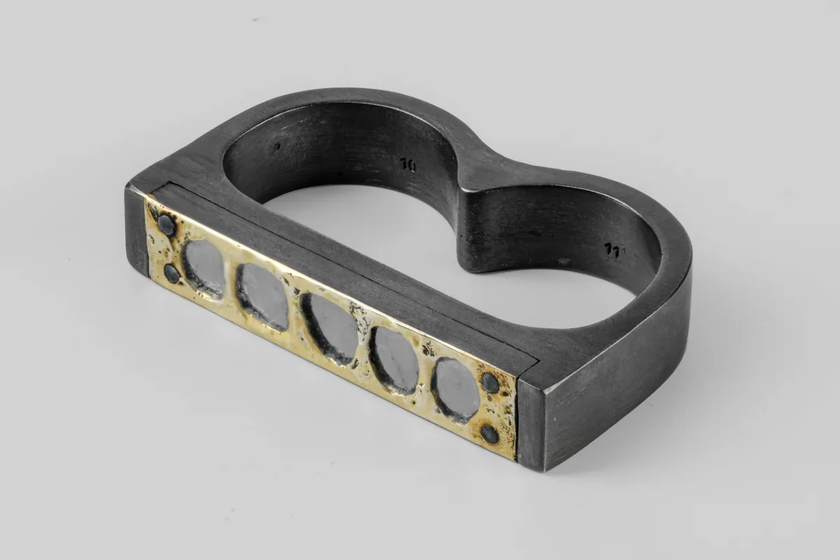 Plate Ring Double (Fuse, 1.2 CT, 5 Diamond Slabs, 9mm, KA18K+DIA) sold by Parts of Four