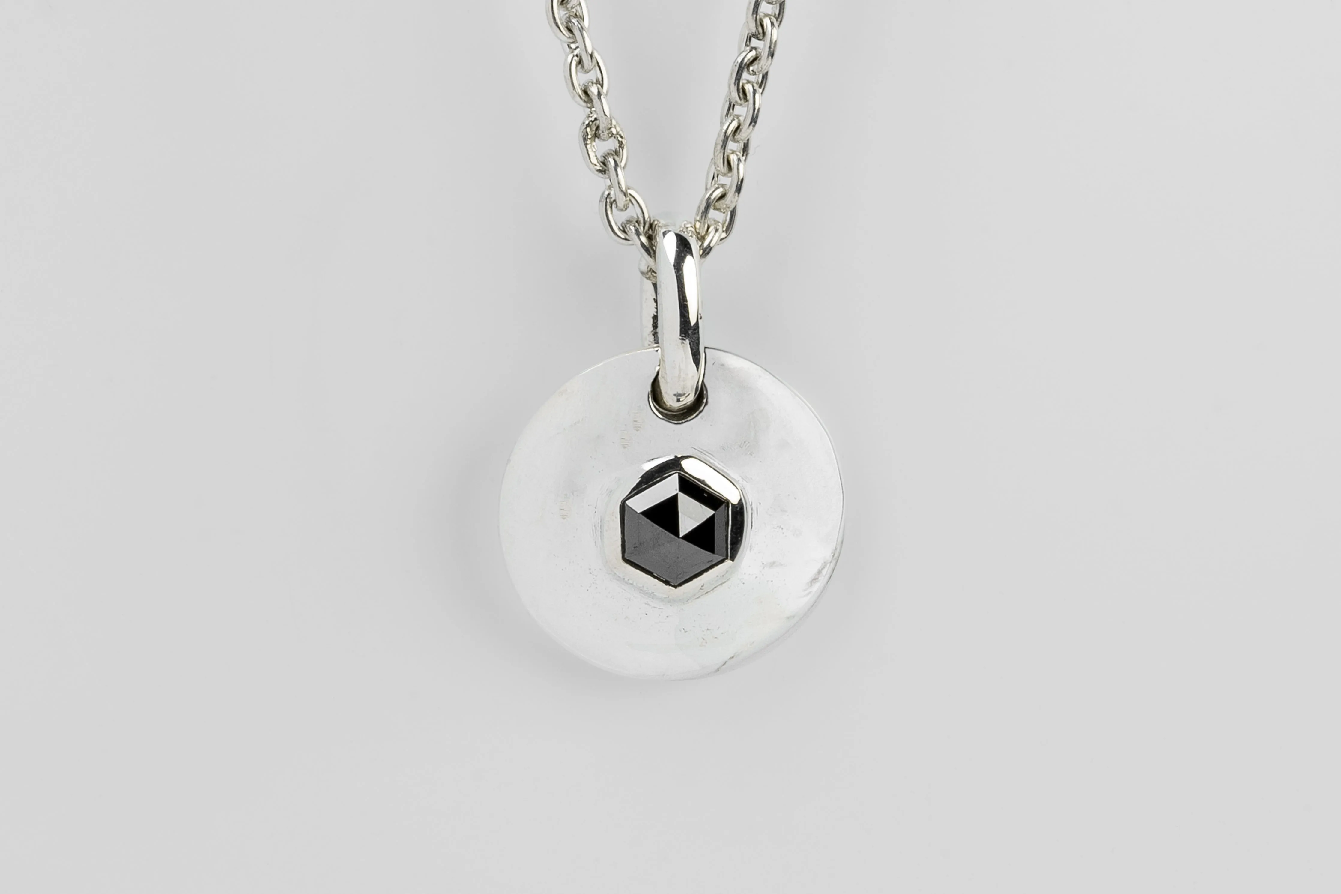 Disk Necklace (25mm, Fancy Setting, Black Hex Diamond, 1.5 CT, 50cm, PA+BLKDIA) sold by Parts of Four product image thumbnail 3