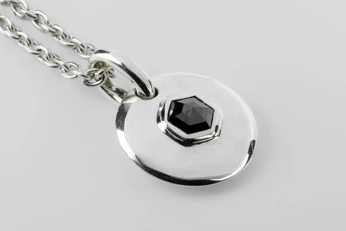 Disk Necklace (25mm, Fancy Setting, Black Hex Diamond, 1.5 CT, 50cm, PA+BLKDIA) sold by Parts of Four